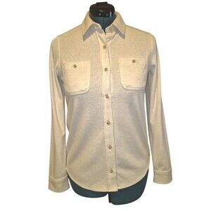 Faherty Legend Button Front Shirt  Womens Small Oatmeal Cream Gorp Core